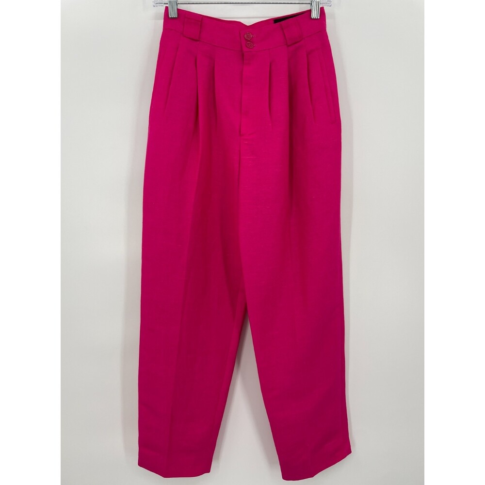 GIORGIO SANT'ANGELO VTG Pink High Rise Pleated Linen Blend Trouser Pants Size 6